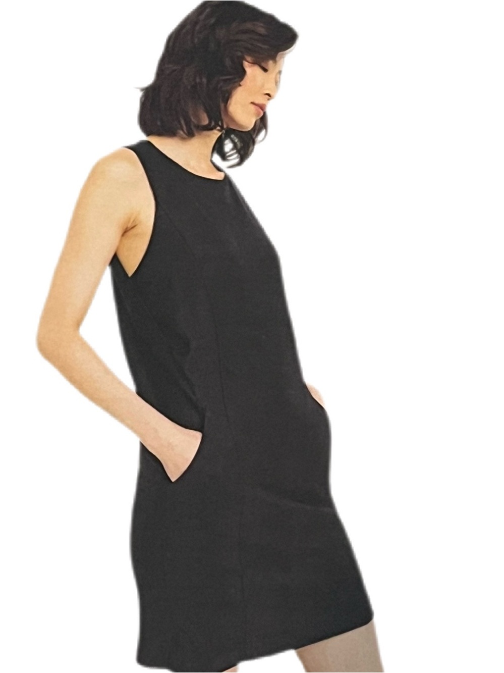 E3 by Etcetera Black Sleeveless Shift Dress with Side Button Details